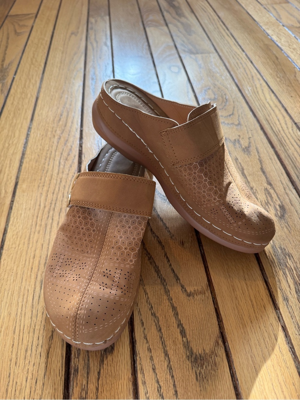 Tan Slip-On Perforated Comfort Clog